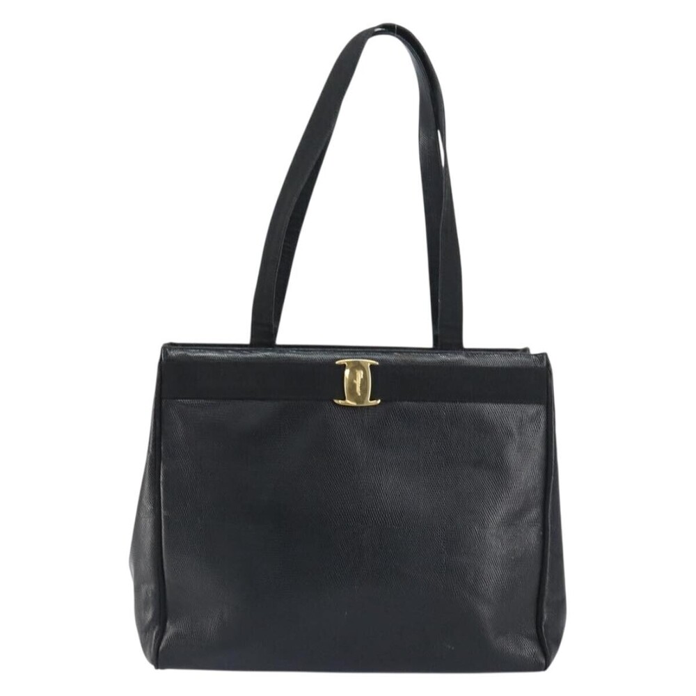 Salvatore Ferragamo Vintage Vara Bow Tote Lizard Embossed Leather Medium